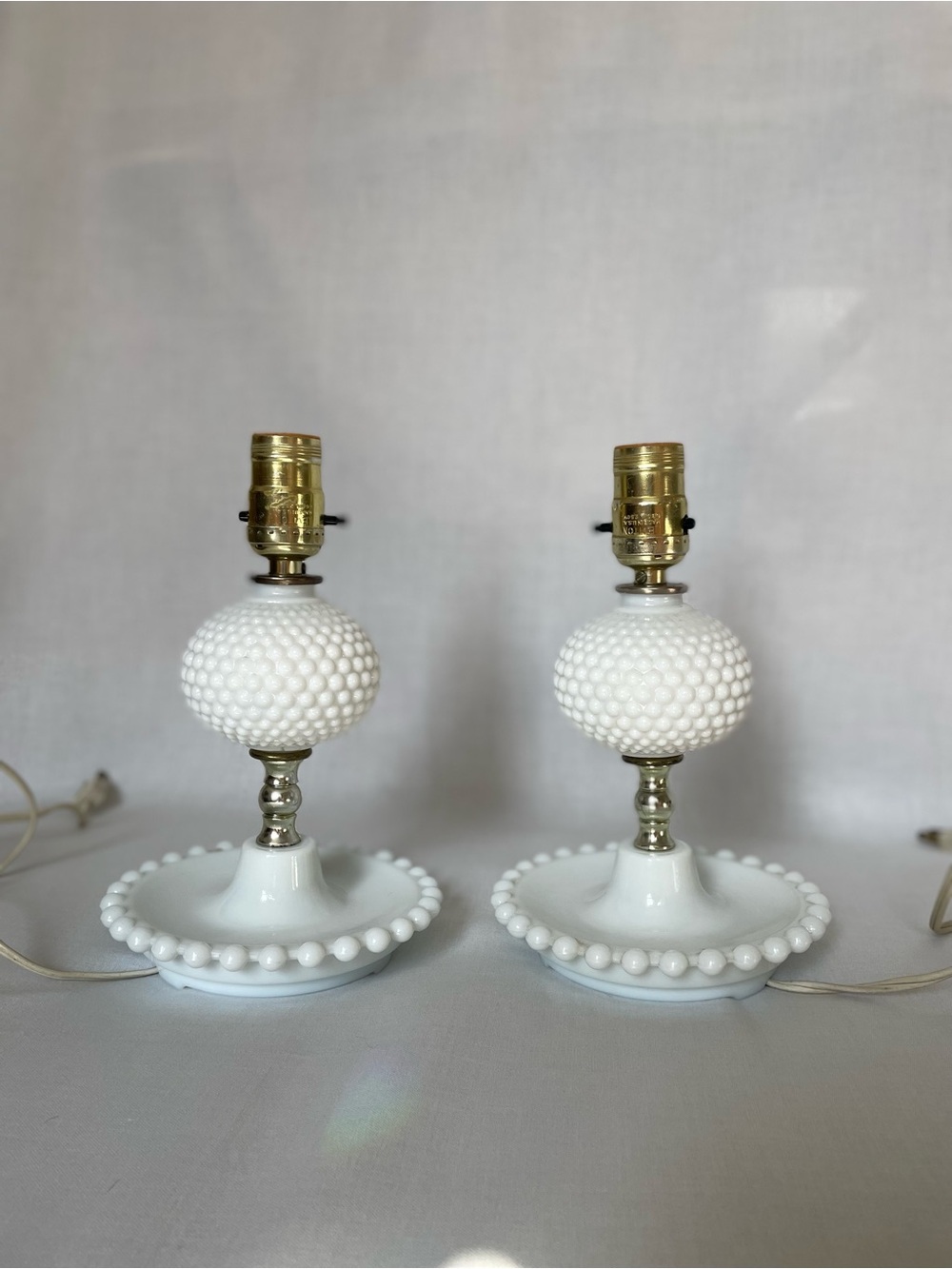 Pair of Vintage Milk Glass Lamps